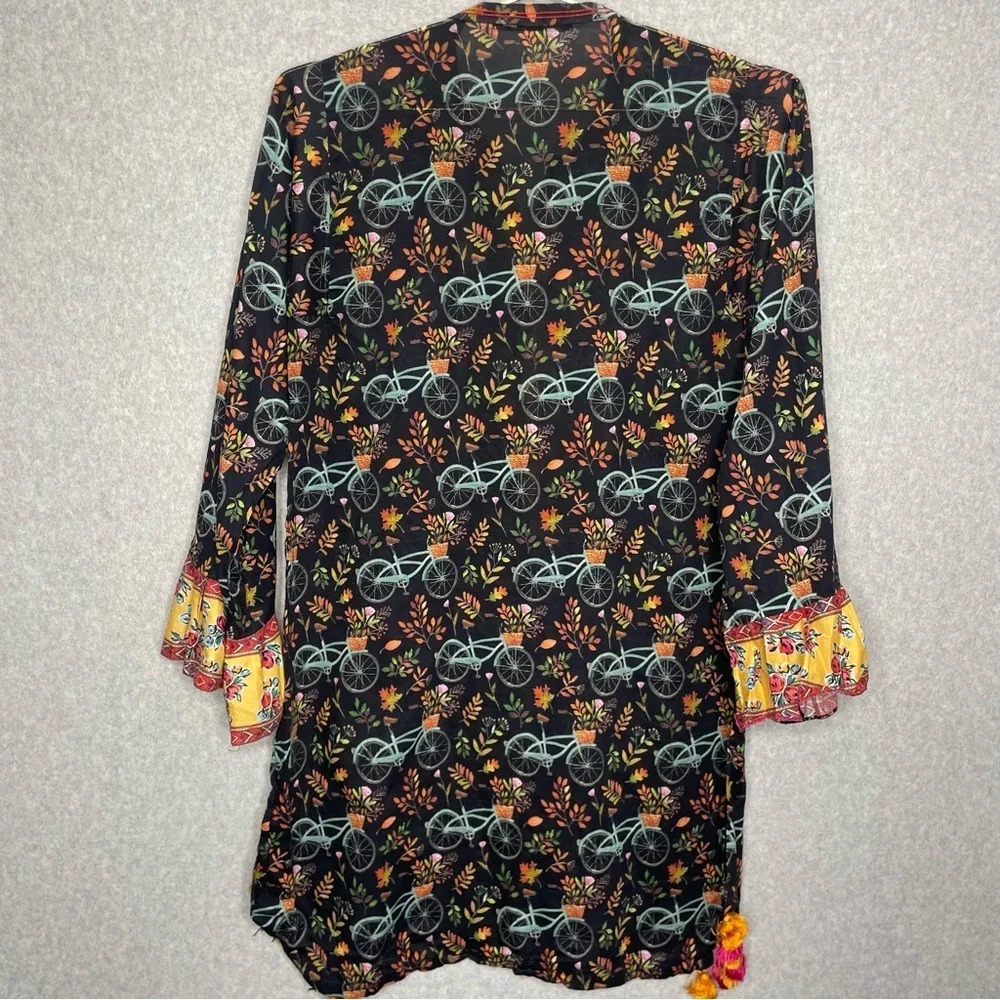 Bonanza Satrangi Pakistani Bicycle Novelty Print Ruffle Sleeve Shirt Dress - Picture 7 of 7